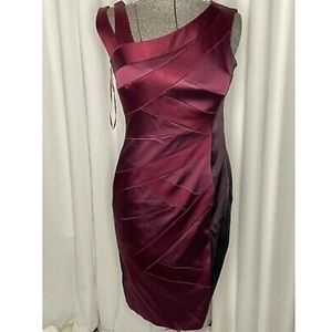 Jax satin crossbody body-con crimson and burgundy womens dress size 8